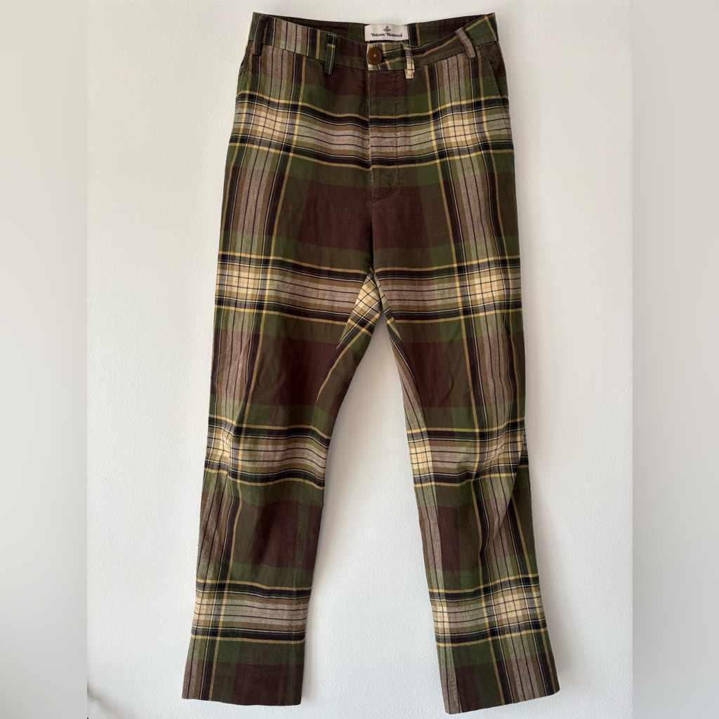 Vivienne Westwood Green And Brown Plaid Pants